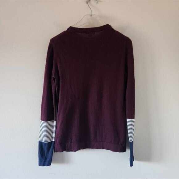 WHISTLES | 100% cotton burgundy jumper  sweater with cuff details US sz 4 - Picture 2 of 5